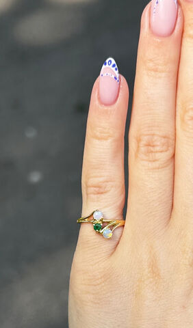 Vintage 18ct Opal & Emerald Twist Ring  - product images  of 