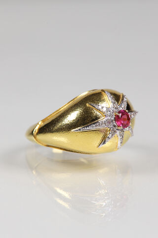 14ct Ruby & Diamond Star Bombe Ring - product images  of 