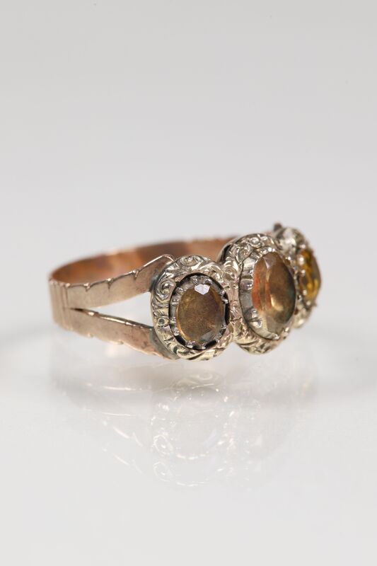 9ct Georgian Foiled Topaz Trilogy Ring - product images  of 