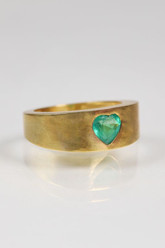 14ct Emerald Heart Cigar Band Ring  - product images  of 