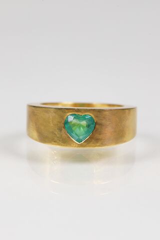 14ct Emerald Heart Cigar Band Ring  - product images  of 