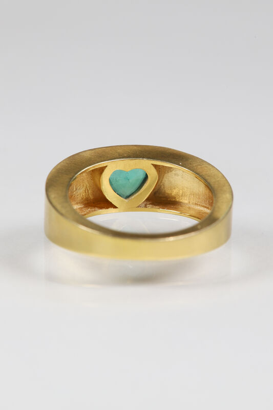 14ct Emerald Heart Cigar Band Ring  - product images  of 