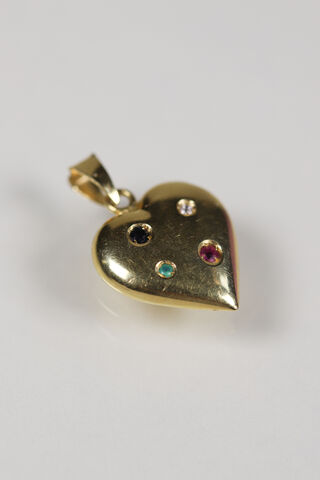 Vintage 18ct Gemstone Puffy Heart Charm - product images  of 