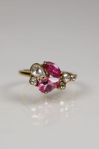 14ct,Pink,Tourmaline,&,Rose,Cut,Diamond,Ring