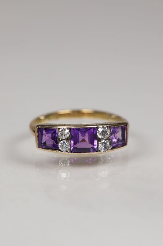 Antique 18ct Amethyst &amp; Diamond Half Eternity Ring  - product images  of 