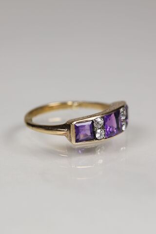 Antique 18ct Amethyst & Diamond Half Eternity Ring  - product images  of 