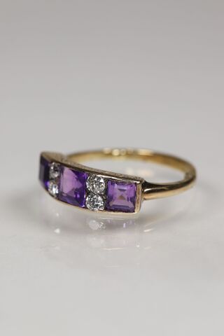 Antique 18ct Amethyst & Diamond Half Eternity Ring  - product images  of 