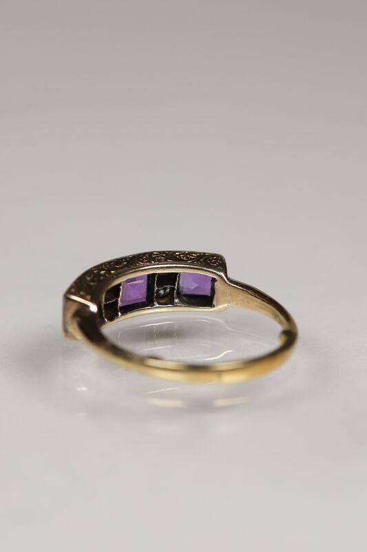 Antique 18ct Amethyst &amp; Diamond Half Eternity Ring  - product images  of 