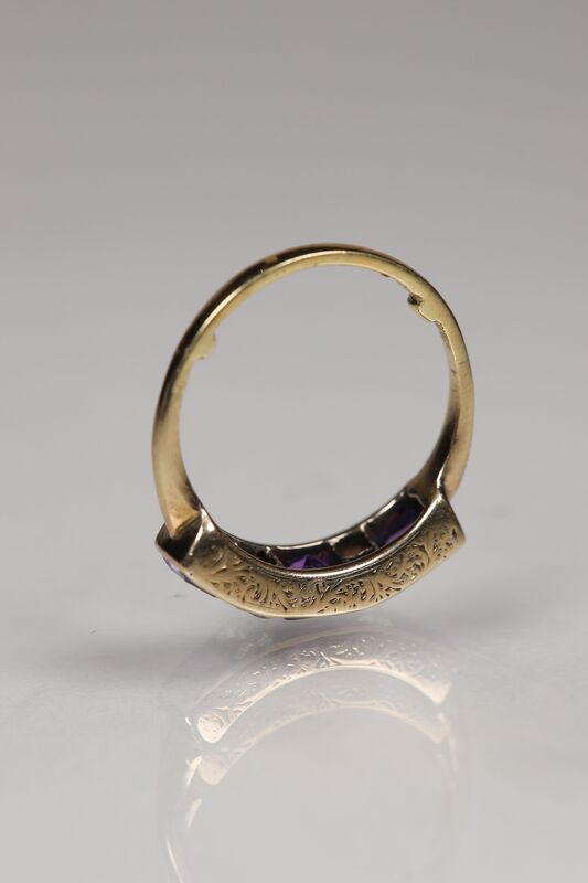 Antique 18ct Amethyst &amp; Diamond Half Eternity Ring  - product images  of 
