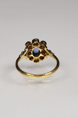 Vintage 14ct Sapphire & Rose Cut Diamond Halo Ring  - product images  of 