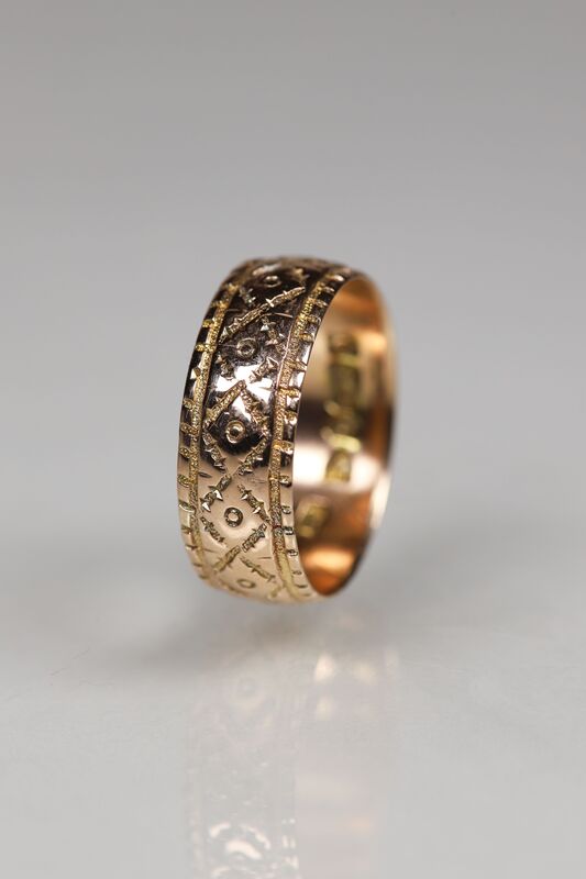 Antique 9ct Gold Patterned Band  - product images  of 