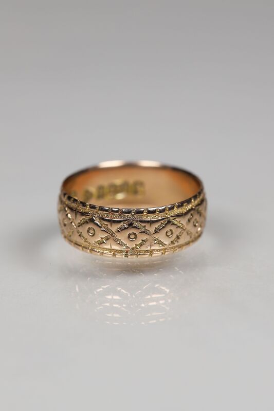 Antique 9ct Gold Patterned Band  - product images  of 