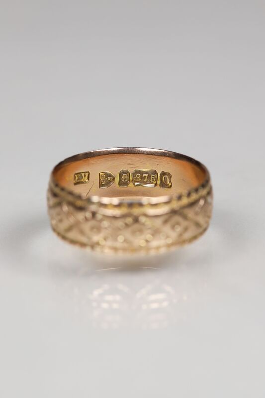 Antique 9ct Gold Patterned Band  - product images  of 
