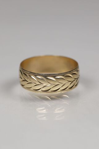 Vintage,9ct,Gold,Leaf,Band