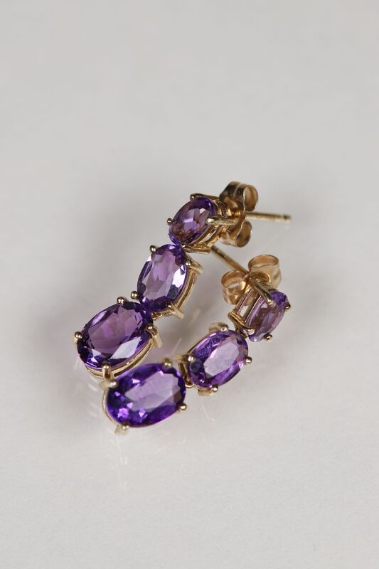 Vintage 9ct Amethyst Drop Earrings - product images  of 
