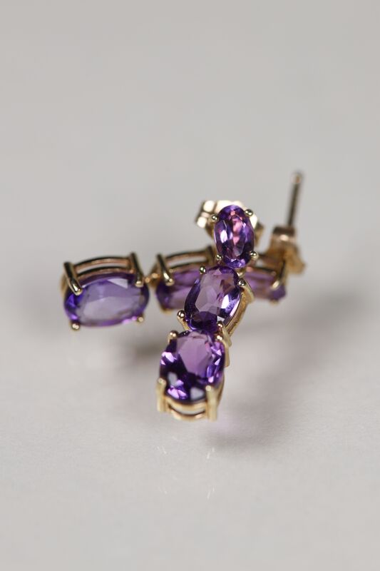 Vintage 9ct Amethyst Drop Earrings - product images  of 