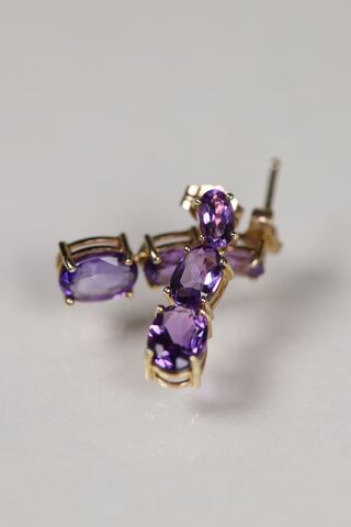 Vintage 9ct Amethyst Drop Earrings - product images  of 