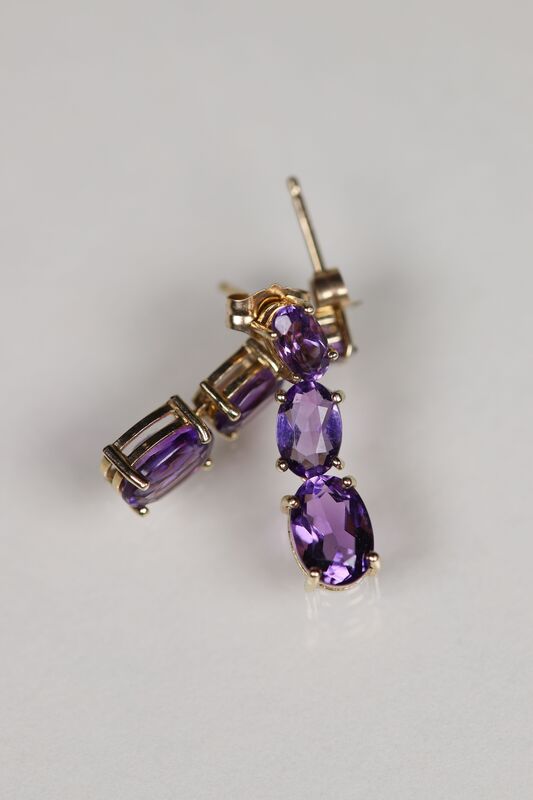 Vintage 9ct Amethyst Drop Earrings - product images  of 