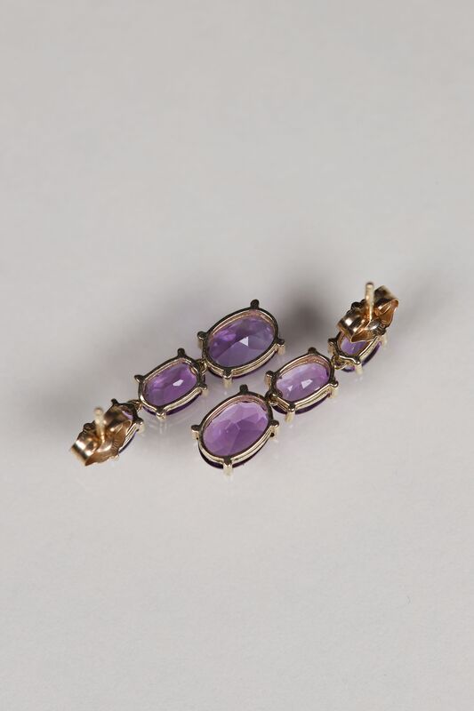Vintage 9ct Amethyst Drop Earrings - product images  of 