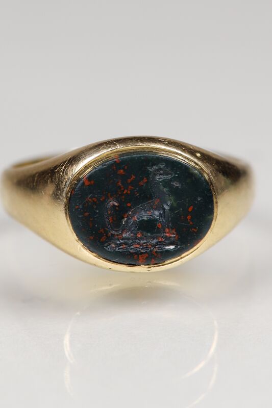 Victorian 18ct Bloodstone Greyhound Ring  - product images  of 
