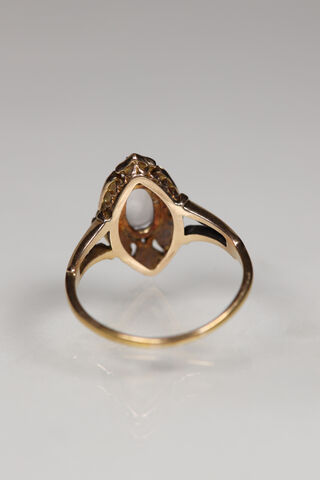 Antique Victorian 18ct Moonstone & Rose Cut Diamond Navette Ring  - product images  of 