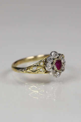 Georgian 18ct Ruby & Rose Cut Diamond Ring - product images  of 
