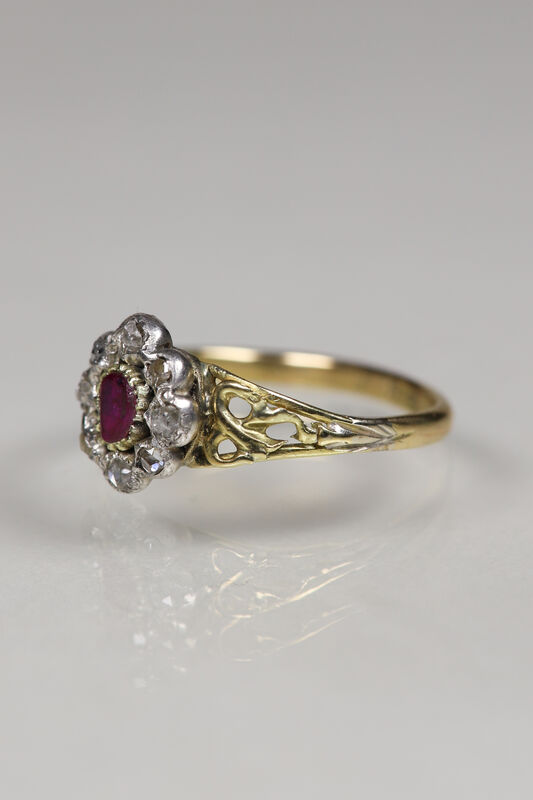 Georgian 18ct Ruby &amp; Rose Cut Diamond Ring - product images  of 