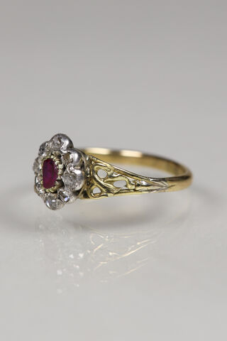Georgian 18ct Ruby & Rose Cut Diamond Ring - product images  of 