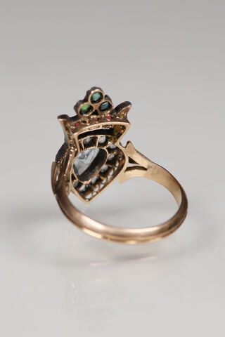 Victorian Aquamarine & Diamond Crowned Heart Ring - product images  of 