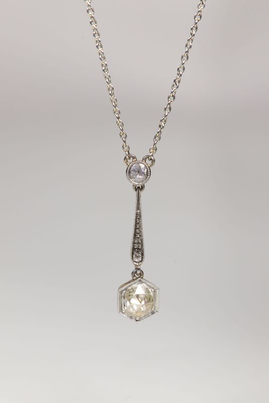 Antique 18ct Art Deco Rose Cut Diamond Necklace  - product images  of 