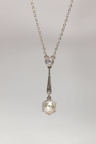 Antique,18ct,Art,Deco,Rose,Cut,Diamond,Necklace