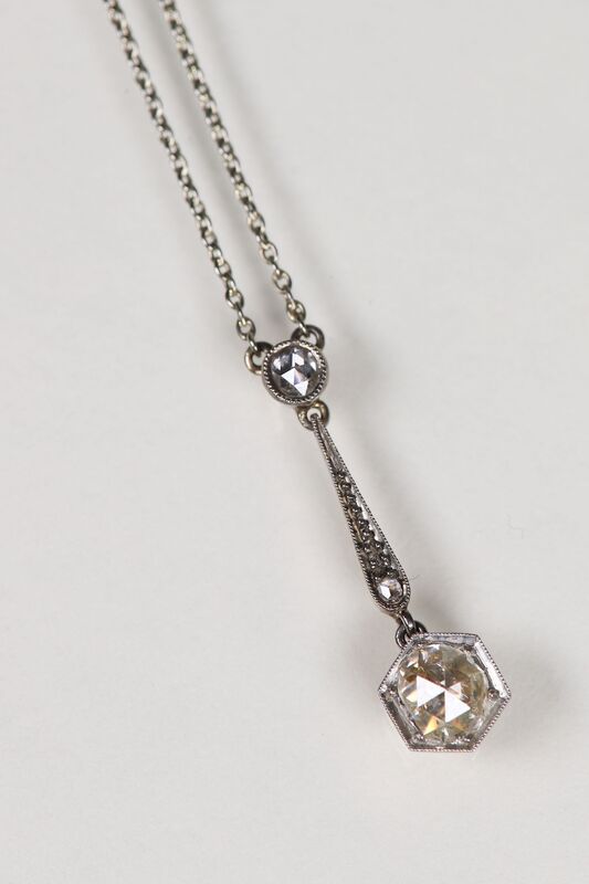 Antique 18ct Art Deco Rose Cut Diamond Necklace  - product images  of 