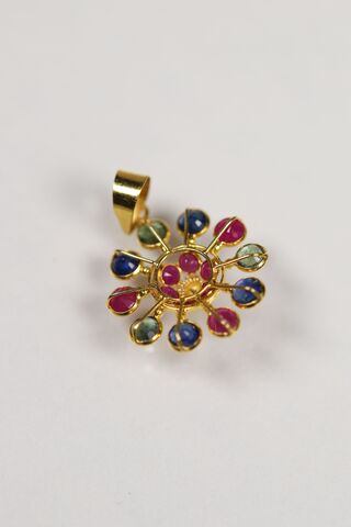 Vintage 18ct Multicoloured Sapphire Pendant - product images  of 