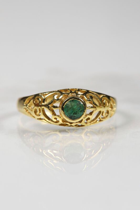 Vintage 9ct Byzantine Inspired Emerald Ring  - product images  of 