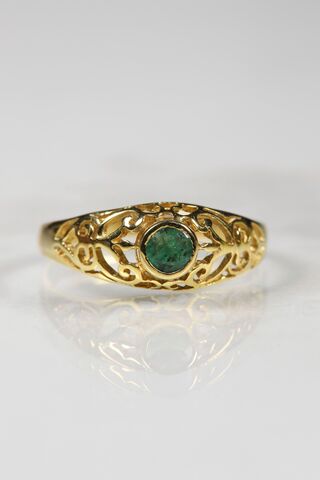 Vintage,9ct,Byzantine,Inspired,Emerald,Ring