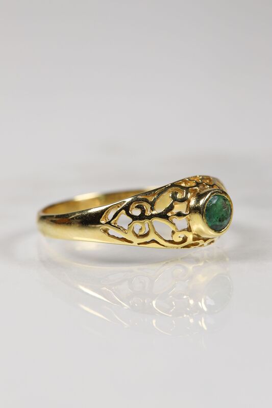 Vintage 9ct Byzantine Inspired Emerald Ring  - product images  of 