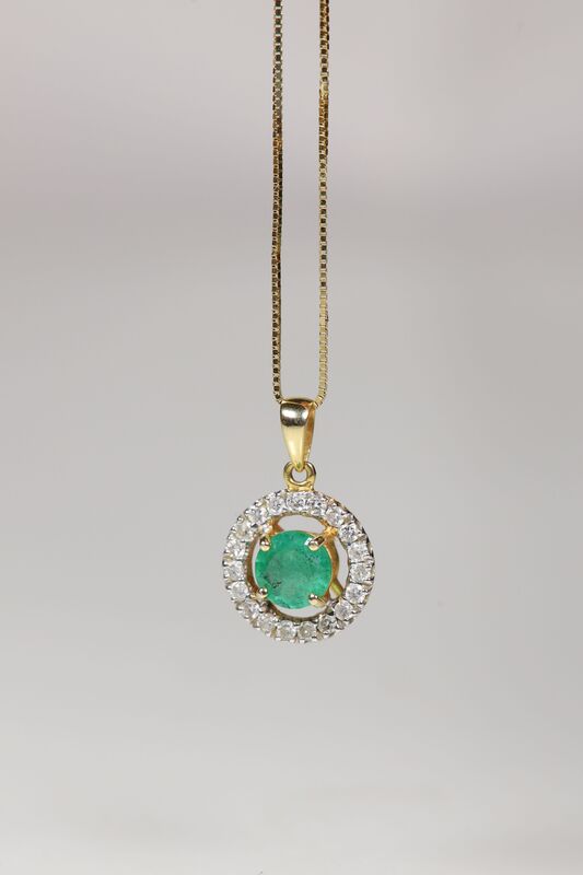  18ct Emerald &amp; Diamond Halo Necklace  - product images  of 