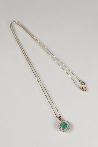  18ct Emerald & Diamond Halo Necklace  - product images  of 