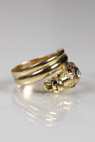 Rare Antique Victorian 18ct Ruby & Diamond Dragon Ring - product images  of 