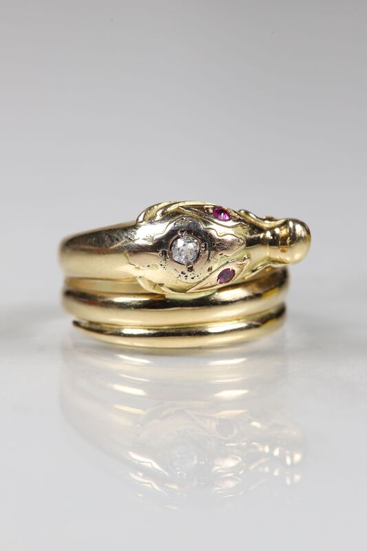 Rare Antique Victorian 18ct Ruby &amp; Diamond Dragon Ring - product images  of 