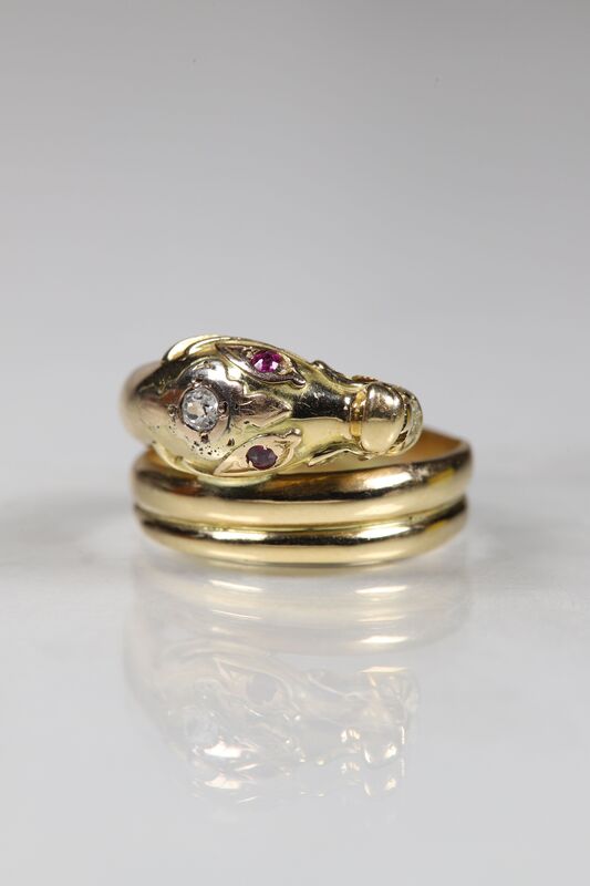 Rare Antique Victorian 18ct Ruby &amp; Diamond Dragon Ring - product images  of 