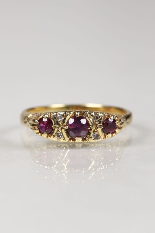 Vintage 18ct Ruby &amp; Diamond Half Eternity Ring - product images  of 