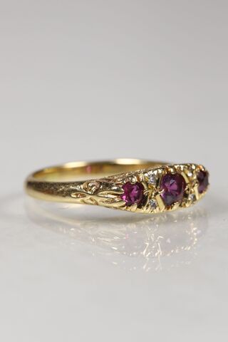 Vintage 18ct Ruby & Diamond Half Eternity Ring - product images  of 