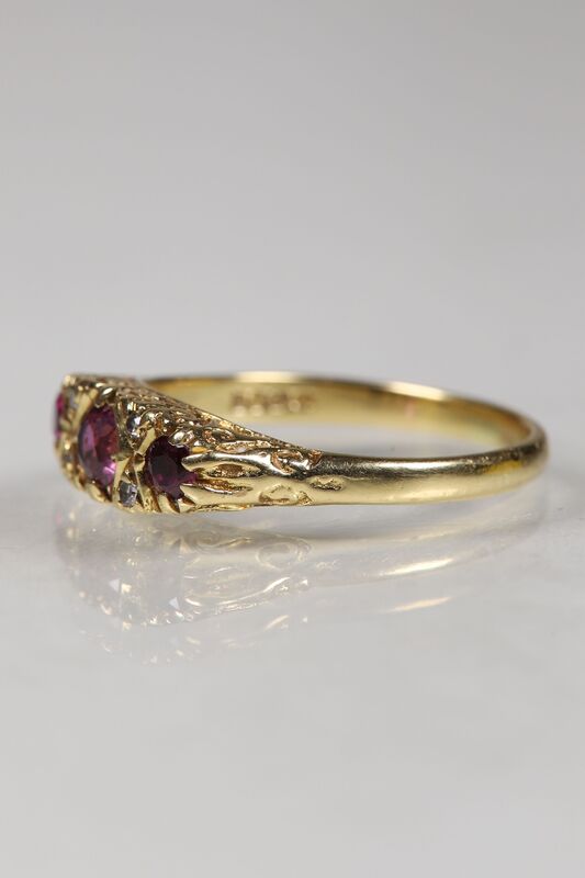 Vintage 18ct Ruby &amp; Diamond Half Eternity Ring - product images  of 