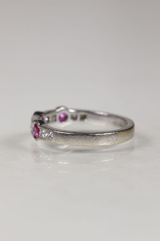 Vintage 18ct White Gold Ruby &amp; Diamond Half Eternity Ring - product images  of 