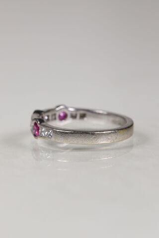 Vintage 18ct White Gold Ruby & Diamond Half Eternity Ring - product images  of 