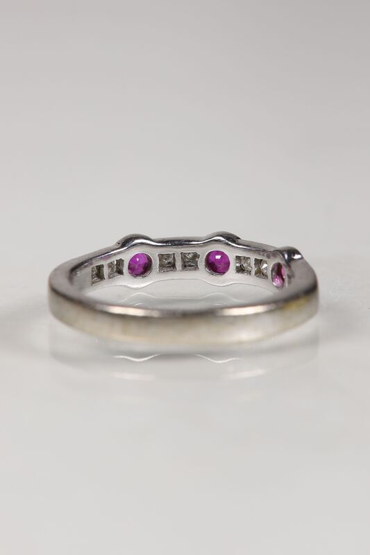 Vintage 18ct White Gold Ruby &amp; Diamond Half Eternity Ring - product images  of 
