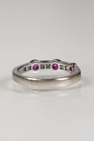 Vintage 18ct White Gold Ruby & Diamond Half Eternity Ring - product images  of 