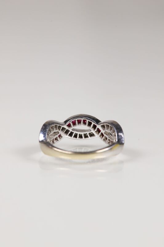 Vintage 18ct White Gold Ruby &amp; Diamond Twist Ring - product images  of 