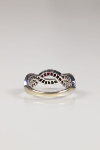 Vintage 18ct White Gold Ruby & Diamond Twist Ring - product images  of 